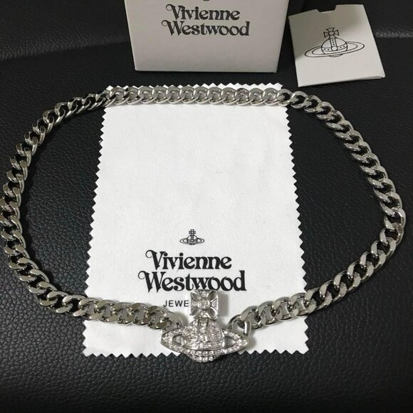 Vivienne Westwood GRAZIELLA Silver Orb Necklace Choker Chain In Box/Drawstring - Picture 1 of 16